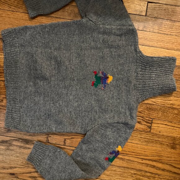 cottage cabincore 80s roberta frost gray handknit sweater little snow hikers sm - Picture 6 of 9